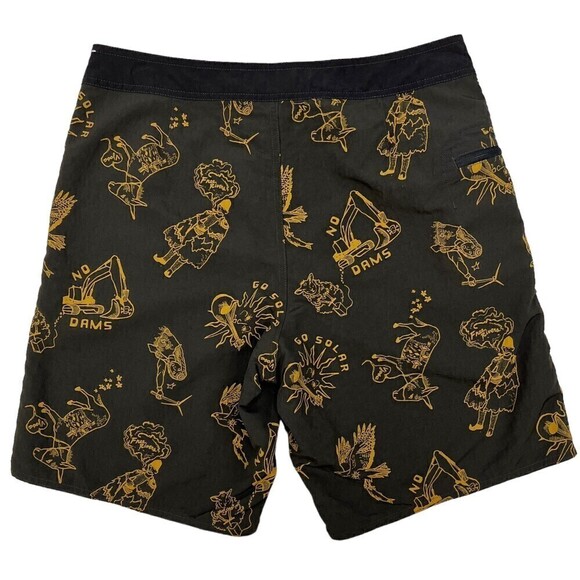 Patagonia Men's Wavefarer No Dams Boardshorts Balkan Bust/Ink Black 32x9 - Picture 3 of 13